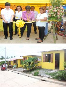 Santiago City, Isabela Mayor Joseph Salvador Tan (1 st from left) and DSWD FO2 OIC Regional Director Ponciana P. Condoy (center) lead the inauguration ceremony. With them are LGU staff, barangay officials and DSWD staff. The community in Bannawag Norte,Santiago City where the 95 families, who are informal settlers and victims of Typhoon Vinta in 2015, now safely live. Also residing in this community are 50 families/beneficiaries of CSAP who were affected by Typhoon Juan in 2011.