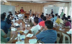 DSWD Director Felino O. Castro V discusses the measures and plans of the relief mission team to immediately respond to the needs of Typhoon ‘Ferdie’ victims during the briefing with local officials, volunteers, and response team members.