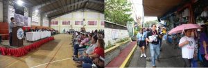 Left photo: DSWD Assistant Secretary for Special Concerns Jose Antonio Hernandez shares the DSWD's planned programs for the rehabilitation of drug surrenderers during the community clean-up drive yesterday in Talisay, Batangas.  Right photo: DSWD Social Marketing Service Director Joel Espejo leads a team of information officers in the conduct of information drive in Talisay town proper during the "Linis Bayan."