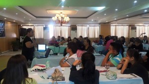 DSWD Regional Information Officer Leah Quintana talks about effective communication during the Listahanan training for area coordinators and area supervisors for the 2nd round of household assessment.