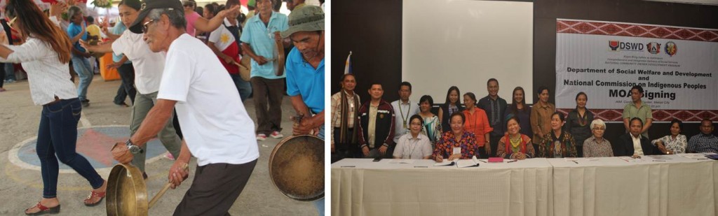 (Left Photo) Kalahi-CIDSS is helping the Bago tribe of Quirino, Ilocos Sur preserve their culture. (Right Photo) According to Secretary Corazon Juliano-Soliman, the MOA signing between DSWD and NCIP on the implementation of Kalahi-CIDSS will  "bring out the power of peace, people, and time."