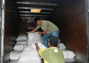 Relief goods are being loaded in trucks to be distributed to families affected by 'Lando' in the Province of Ifugao. 