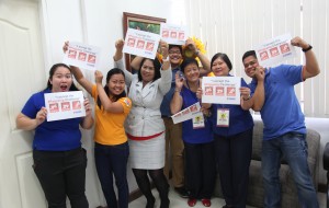 ndersecretary Vilma Cabrera together with her team shows commitment to do the 'DUCK, COVER &HOLD' during the Nationwide Earthquake Drill to be conducted on April 21, 2016 at 9:00am.