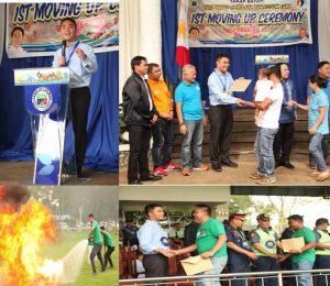 Department of Social Welfare and Development (DSWD) Assistant Secretary for Special Concerns Anton Hernandez congratulates reformed drug surrenderers and their families for completing the six-month rehabilitation program of "Yakap Bayan" during their separate moving up ceremony held at Lucban and Lucena City in Quezon Province.  During the ceremony, the campers from the Yakap Bayan allied to Project United Stand against Dangerous Drugs (USAD) demonstrated disaster response skills such as Basic Fire Fighting and first aid response.